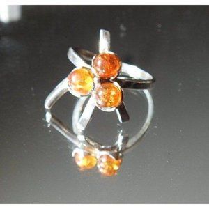 Baltic Amber Sterling Silver Size 8 Ring